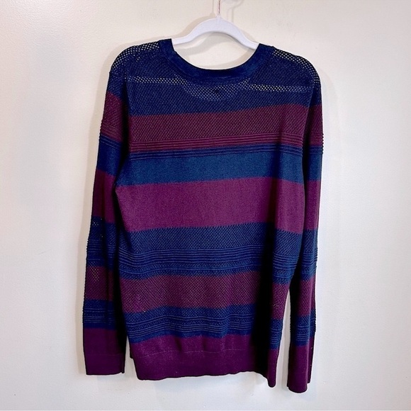 NWT Market and Spruce Burgundy and Navy Stripe Open Knit Long Sleeve Sweater XXL - Picture 6 of 9